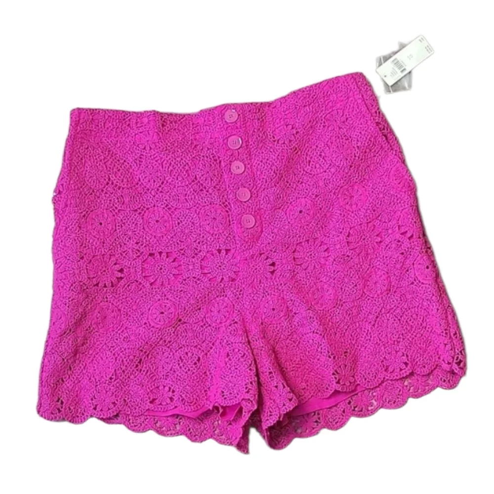 NWT Anthropologie × Maeve Eyelet Lace Crochet High Rise Shorts Fuschia Pink 12